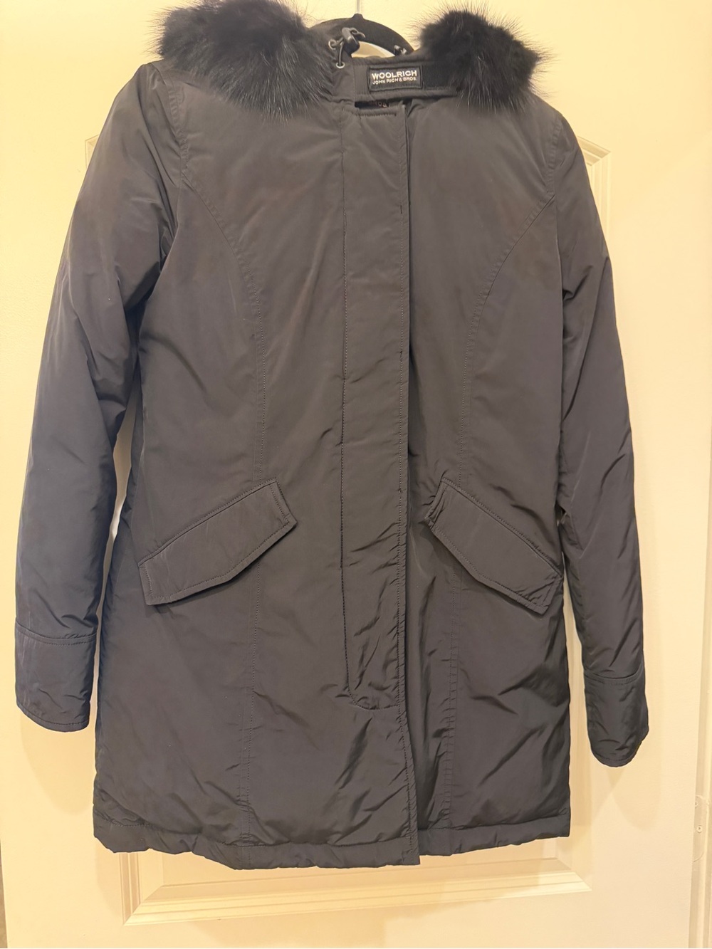 Woolrich Black Women’s Parka with Fur-Trim Hood Size S